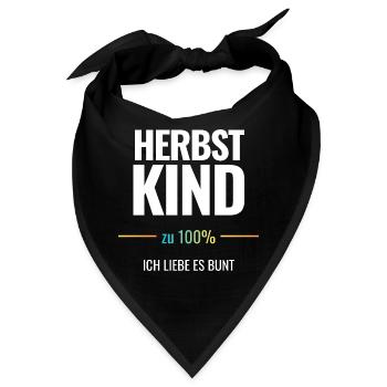 Herbstkind zu 100% Ich liebe es bunt - Bandana - Schwarz - Vorne