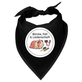 Langhaar Meerschweinchen Pflege Spruch - Bandana - Schwarz - Vorne