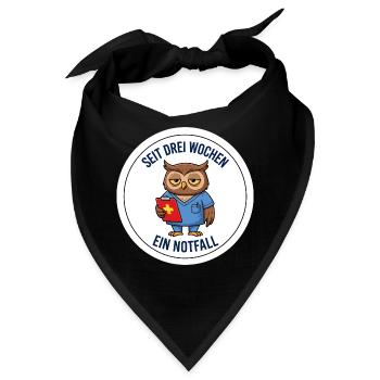 Notdienst Tierarzt Eule Nachtschicht Spruch Shirt - Bandana - Schwarz - Vorne