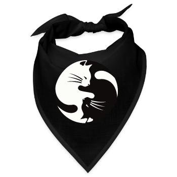 2 Katzen schmusen ,ying yang - Bandana - Schwarz - Vorne