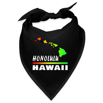 Hawaii Honolulu mit Karte / Geschenk Landkarte - Bandana - Schwarz - Vorne
