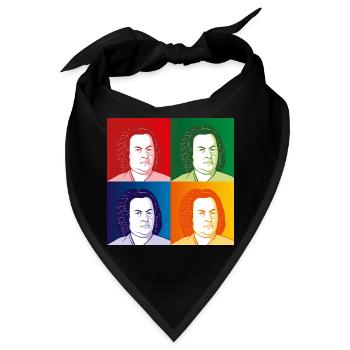 Johann Sebastian Bach im Cartoon Style - Bandana - Schwarz - Vorne