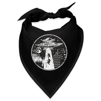 Alien UFO entführen einen Hund und Besitzer Logo - Bandana - Schwarz - Vorne