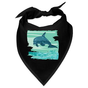 Delfin Tümmler Meeressäuger springt aus dem Meer - Bandana - Schwarz - Vorne