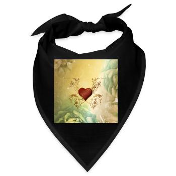 Wundervolles dekoratives Herz - Bandana - Schwarz - Vorne