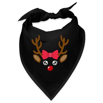 Süßes Rentier Gesicht Mädchen Weihnachten Xmas - Bandana - Schwarz - Vorne