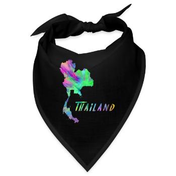 Thailand Landkarte im farbenfrohen Design Geschenk - Bandana - Schwarz - Vorne
