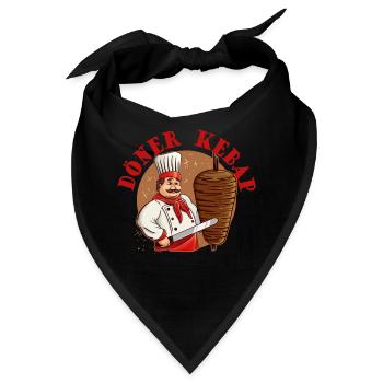 Döner Kebab Kebap Grillen Grillfleisch Spieß - Bandana - Schwarz - Vorne