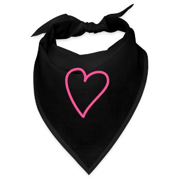 Herz Rosa - Bandana - Schwarz - Vorne