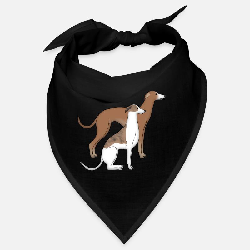 Zwei Whippets - Bandana - Schwarz