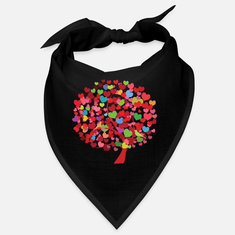 Herzbaum Illustration mit bunten Blättern - Bandana - Schwarz