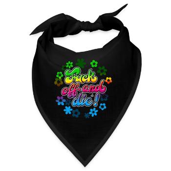Handlettering „Fuck off and die!“ - Bandana - Schwarz - Vorne