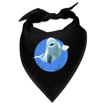 Beluga fröhlich in blauen Kreis - Bandana - Schwarz - Vorne