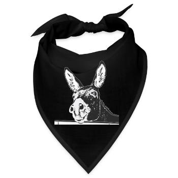 Esel Portrait – Handgezeichnete Grafik - Bandana - Schwarz - Vorne