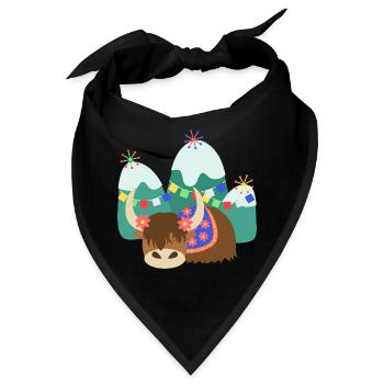 Schlafender tibetischer Yak - Bandana - Schwarz - Vorne