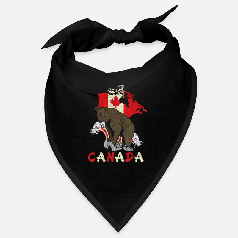 Conception d'ours du Canada avec carte et drapeau Bandana