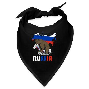 Russland Bär Design mit Landkarte und Flagge - Bandana - Schwarz - Vorne