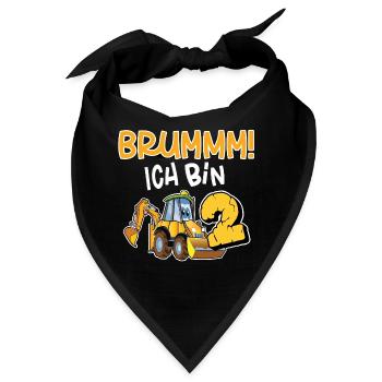 Brummm! Ich Bin 2 Jahre Kindergeburtstag - Bandana - Schwarz - Vorne