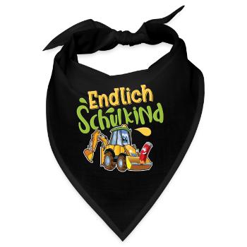 Endlich Schulkind Bagger - Bandana - Schwarz - Vorne