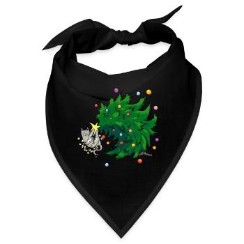 Katze und des Weihnachtsbaum - Bandana - Schwarz - Vorne