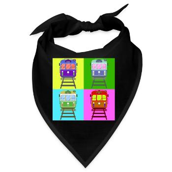 Tram, Straßenbahn Pop Art - Bandana - Schwarz - Vorne