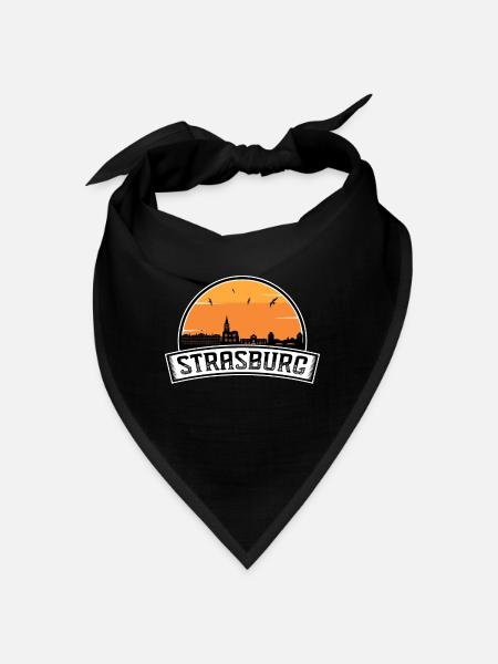 Strasbourg France Skyline Voyage Souvenir Français Fl - Bandana - noir