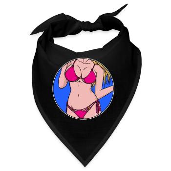 Surfergirl Bikini Urlaub Strand Meer Sommer Sonne - Bandana - Schwarz - Vorne