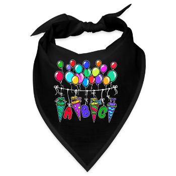 Luftballon Schultüte Schulbeginn Schule Zuckertüte - Bandana - Schwarz - Vorne