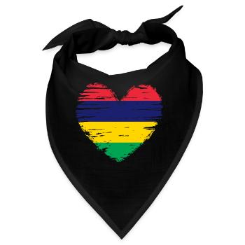 Mauritius Herz Flagge Fahne Wappen - Bandana - Schwarz - Vorne