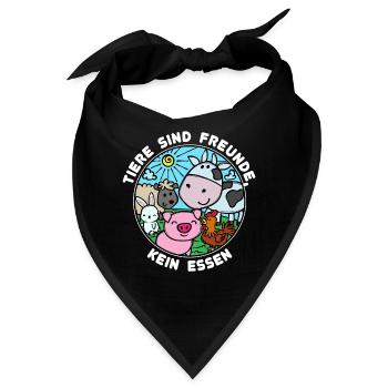 Schwein Kuh Vegan Statement Tierlieb - Bandana - Schwarz - Vorne