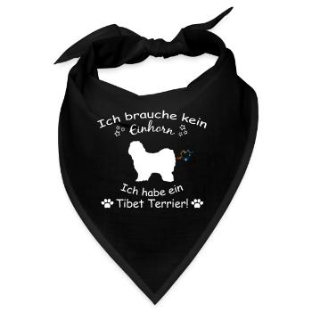Tibet Terrier Hund - Tibet Terrier - Bandana - Schwarz - Vorne