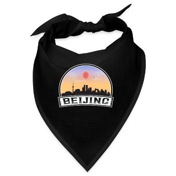 Peking China Skyline Vintage Sonnenuntergang Reise Souven - Bandana - Schwarz - Vorne