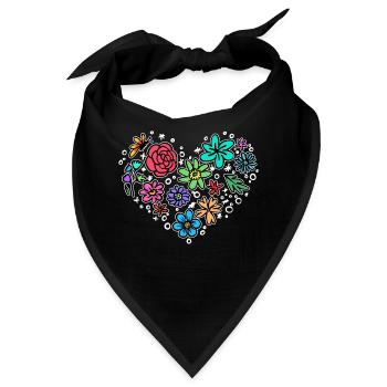 Natur Herz Blühen - Bandana - Schwarz - Vorne