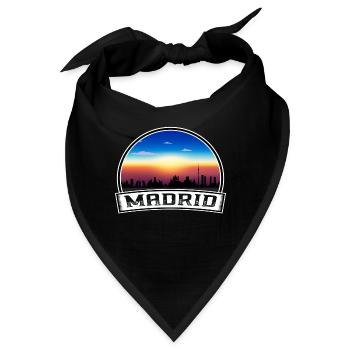 Madrid Spanien Skyline Vintage Sonnenuntergang Reise Souveni - Bandana - Schwarz - Vorne