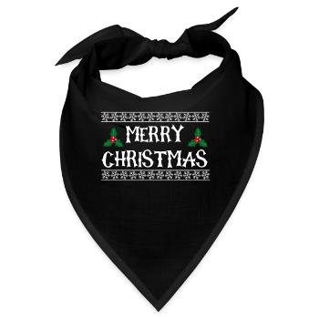 Merry Christmas mit Rahmen Stechpalmen - Bandana - Schwarz - Vorne