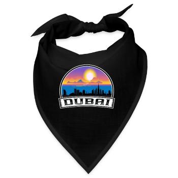 Dubai Uae Skyline Vintage Sonnenuntergang Reise Souvenir - Bandana - Schwarz - Vorne