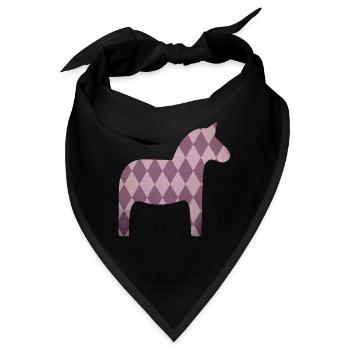 Dalapferd Rauten rosa Pferd Mädchen skandinavisch - Bandana - Schwarz - Vorne