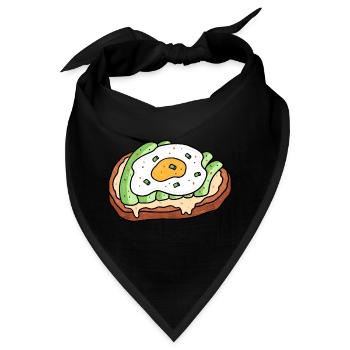 Avocado Spiegelei Brot Brotzeit - Bandana - Schwarz - Vorne