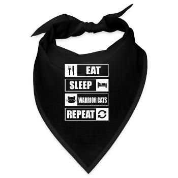 Katzenzitat Eat Sleep Cat Warrior Wiederholung - Bandana - Schwarz - Vorne