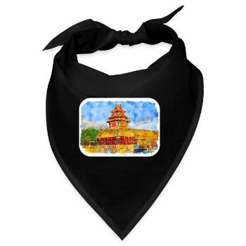 Peking China Aquarell Skizze Illustration - Bandana - Schwarz - Vorne