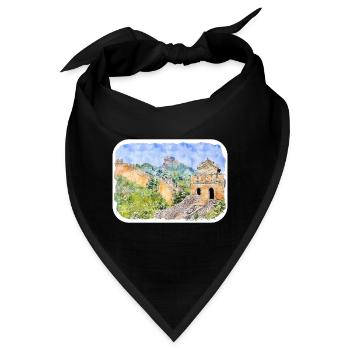 Peking China Aquarellskizze gezeichnete Zeichnung - Bandana - Schwarz - Vorne