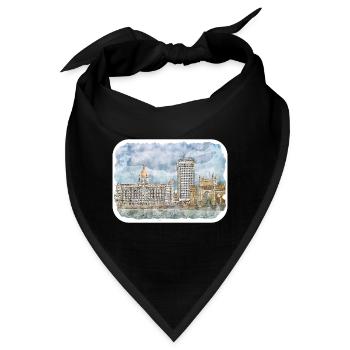 Mumbai Indien Aquarell Skizze gezeichnetes Gemälde - Bandana - Schwarz - Vorne