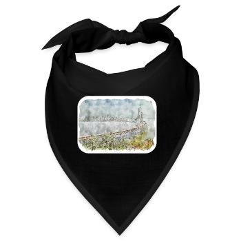 Mumbai Indien Aquarell Skizze Malerei Zeichnung - Bandana - Schwarz - Vorne