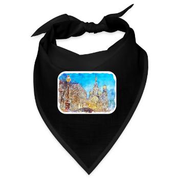St. Petersburg Russland Aquarellskizze gezeichnet Illus - Bandana - Schwarz - Vorne
