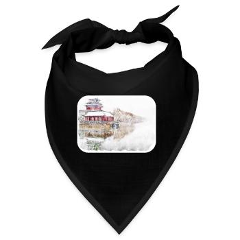 Peking Wahrzeichen Aquarell Skizze Farbe Zeichnung - Bandana - Schwarz - Vorne