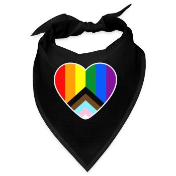 Herzförmige LGBT-Progressive-Pride-Flagge - Bandana - Schwarz - Vorne