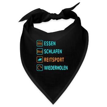 Essen. Schlafen. Reitsport. Wiederholen Design - Bandana - Schwarz - Vorne
