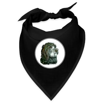 Katalanischer Schäferhund Aquarell Illustration - Bandana - Schwarz - Vorne