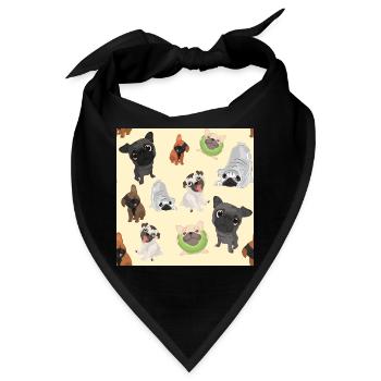 Möpsdesign für Hundeliebhaber - Bandana - Schwarz - Vorne