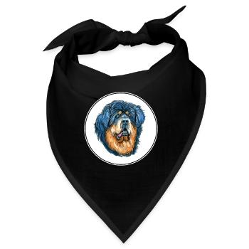 Tibetischer Mastiff Hund Aquarell Skizze Illustration - Bandana - Schwarz - Vorne